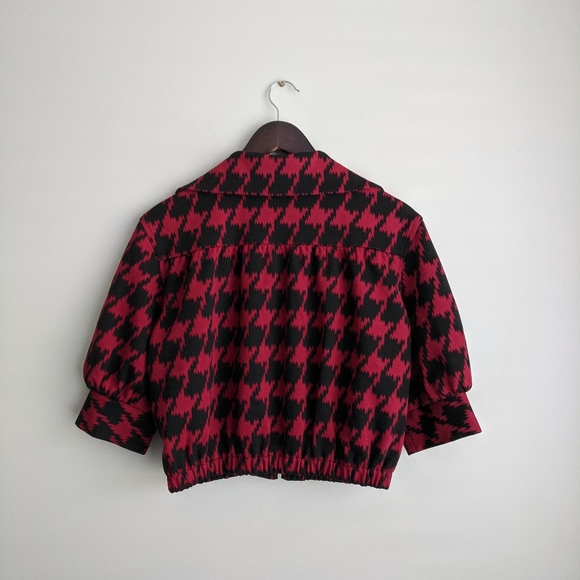 Express Red & Black Houndstooth XS Cropped Jacket - Picture 8 of 8